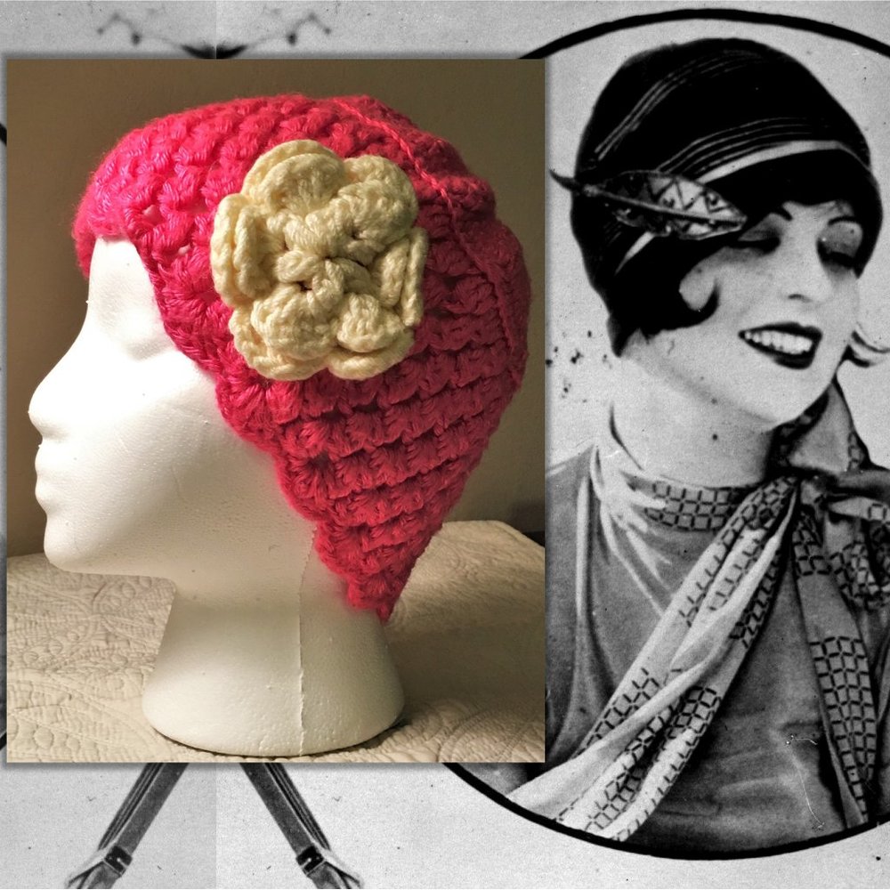 Soft Knit Pink Cloche Hat with Flower